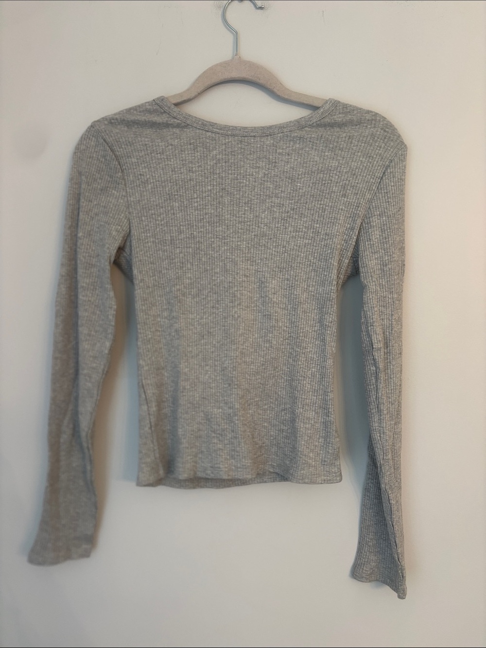 Gap Grey Ribbed Crewneck Modern Long Sleeve Tee NWT